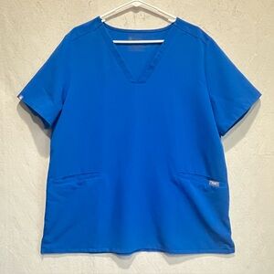 FIGS Blue Technical Collection Scrub Top Short Sleeve V-Neck Sz XXL